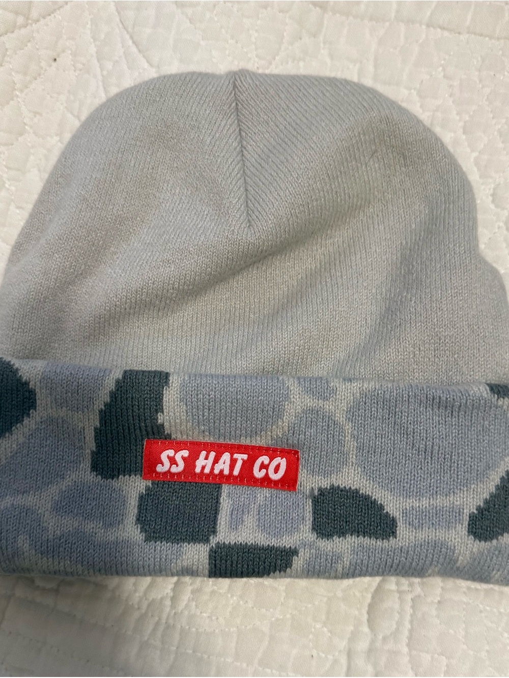 Southern String Hat Co. Light Gray Beanie with Patterned Cuff